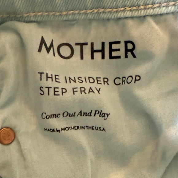 MOTHER Light Blue Frayed Cropped Jeans - Picture 3 of 5